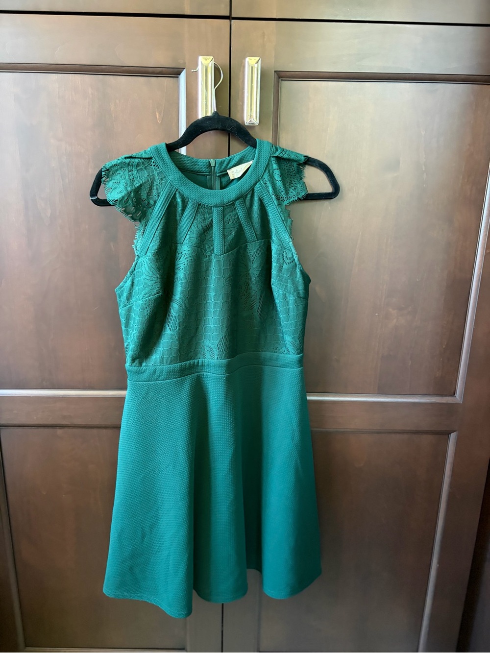 Teen Emerald Green Lace Fit & Flare Dress